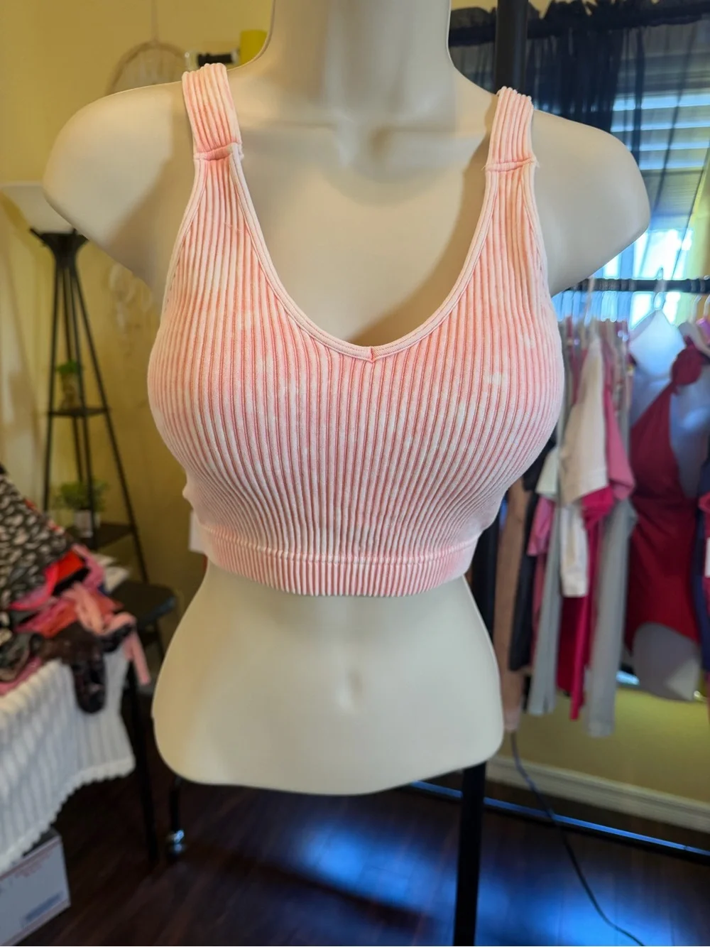 Zenana Outfitters Pink Ribbed V-Neck Sports Brami NWT size Small 🔥🔥